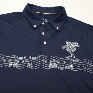 Maelreg Polo Men Extra Large Blue Performance Palm Tree Waves